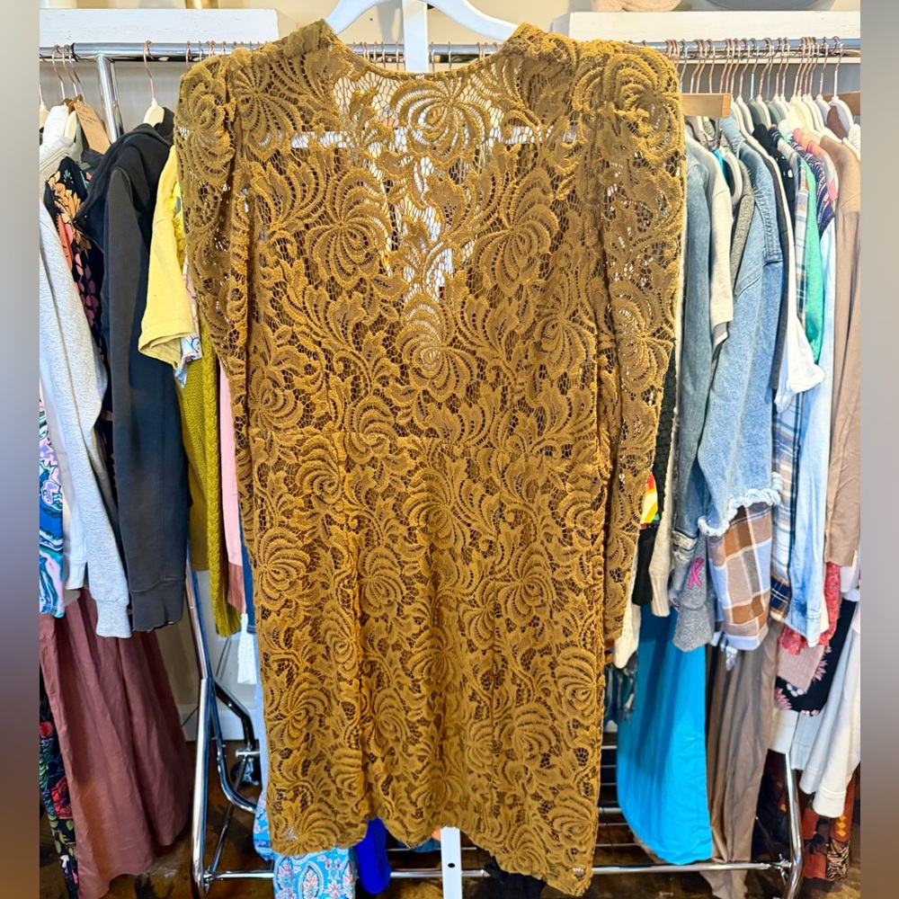 NWT Free People Dana Bronze Lace Mini Dress - Picture 9 of 9
